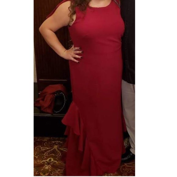 Theia Raspberry Ruffle Gown - Picture 4 of 5